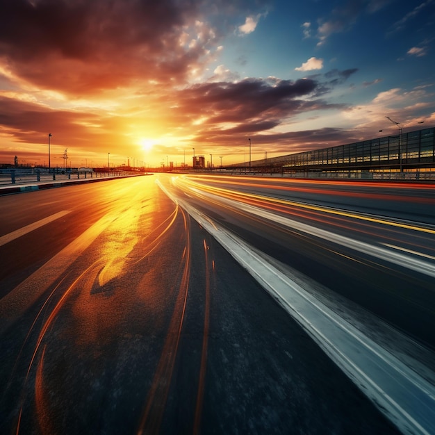 Motion blur of asphalt road