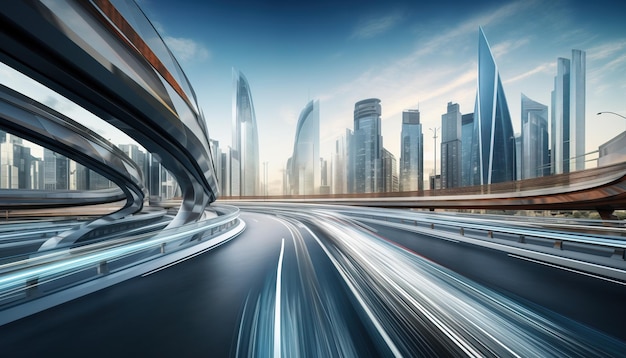 motion blur of highway with city background