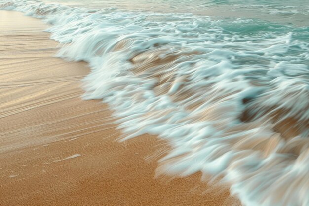 Photo motion blur of ocean waves washing onto sand