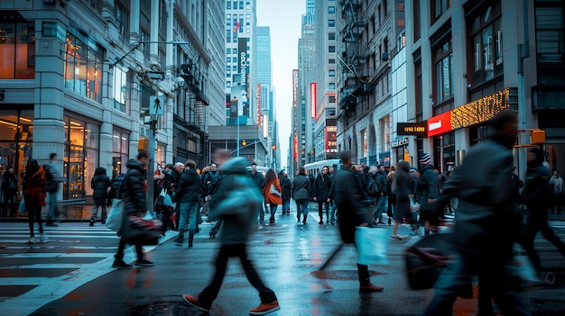 Photo motion blur of people crossing the road in the city