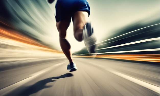 Foto motion blur di un uomo in corsa concetto sportivo e di fitness