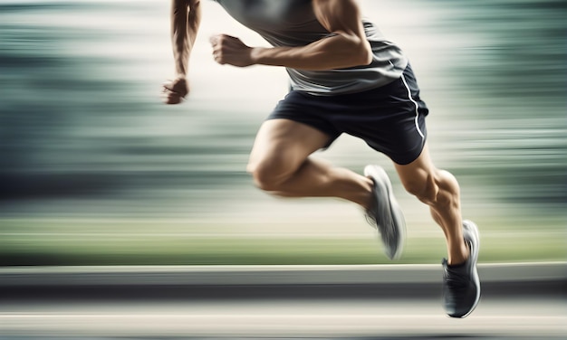 Foto motion blur di un uomo in corsa concetto sportivo e di fitness