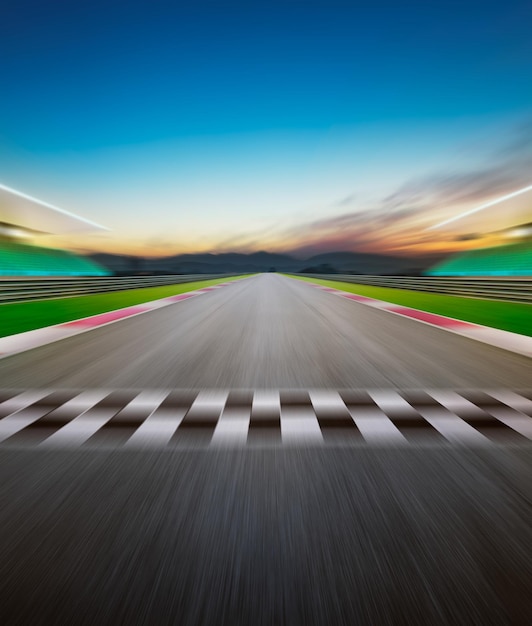 Photo motion blurred racetrack vertical or poster format