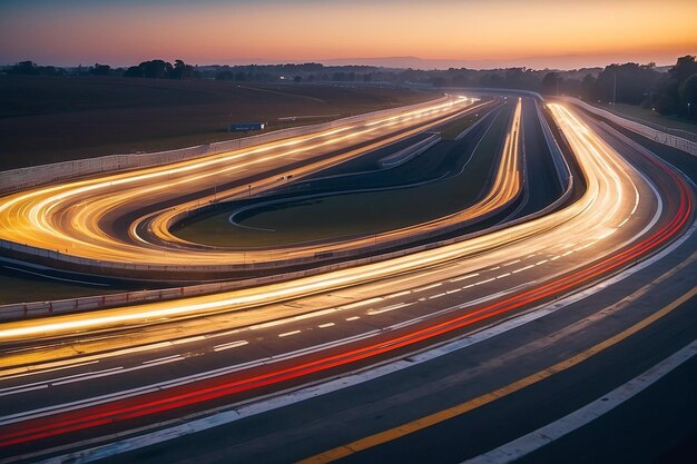 Foto movimento sfocato pista di corsa ora d'oro umore