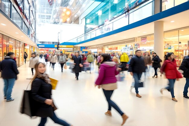 Photo motion blurred travelers in the market ai_generated