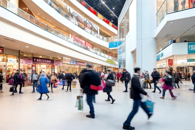 Motion blurred travelers in the market AI_Generated