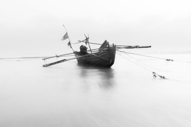 motion boat in beach in North bengkulu, indonesia