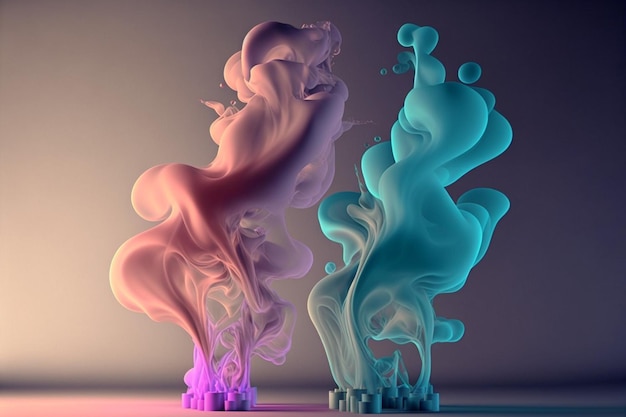 Цвет движения капля в воде красочные чернила кружатся абстрактный фон цвет взрыва краска всплеск сгенерированное AI изображение