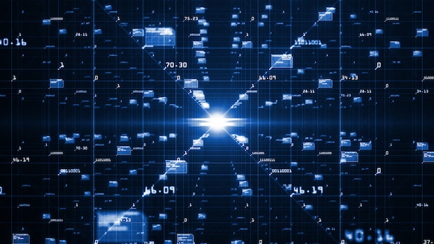 Motion of digital data flow. 