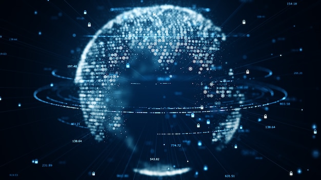 Motion of digital data flow. 