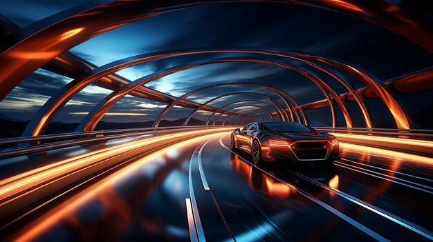 Photo motion graphics movement blur tunnel corridor abstract view modern traffic information transport