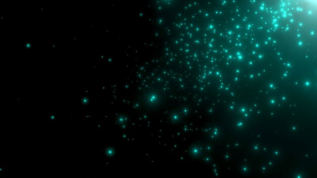 Particelle di movimento verde e stelle nella galassia, sfondo astratto. stile di illustrazione 3d elegante e di lusso per il modello di cosmo e vacanze