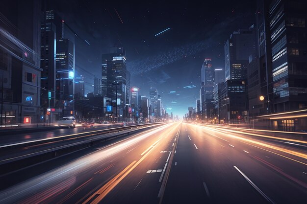 motion speed effect with city night