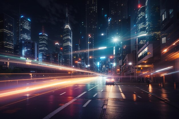 motion speed effect with city night