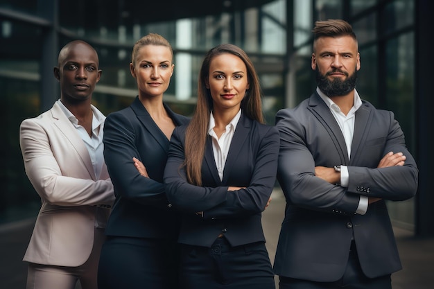 Foto team aziendale motivato e di successo con diversi uomini d'affari