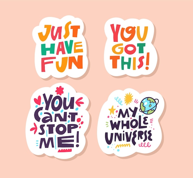 Motivatie stickers Set kleurrijke moderne typografie zinnen