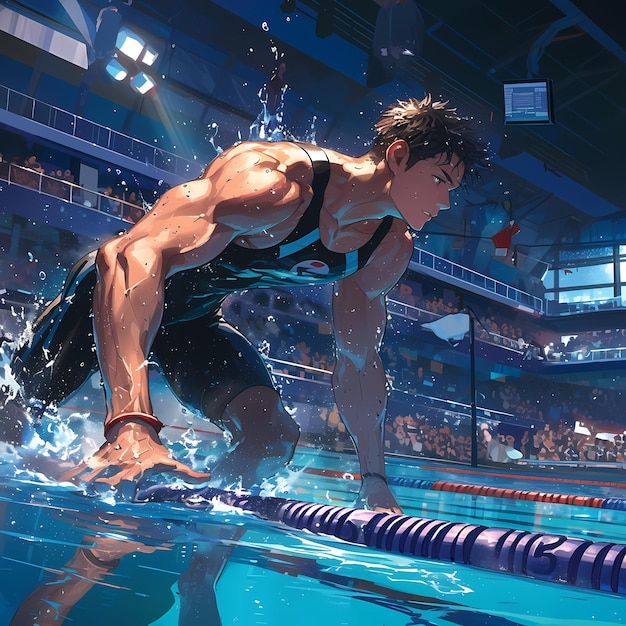 Motivating Swimmer in Action