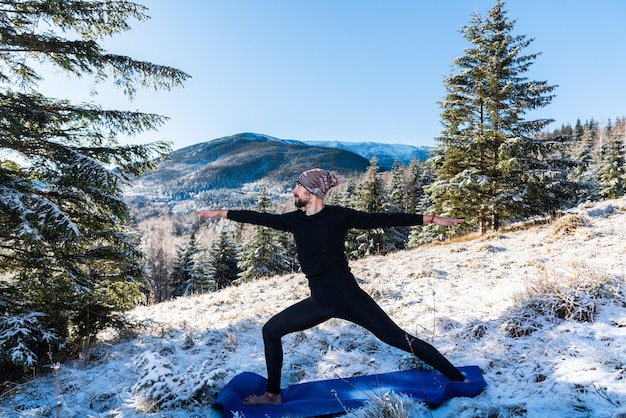 Motivation yoga on the mountain hills