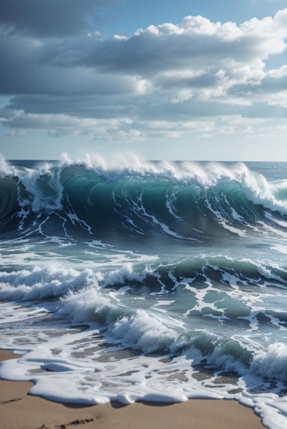 motivational background high sea wave on the beach
