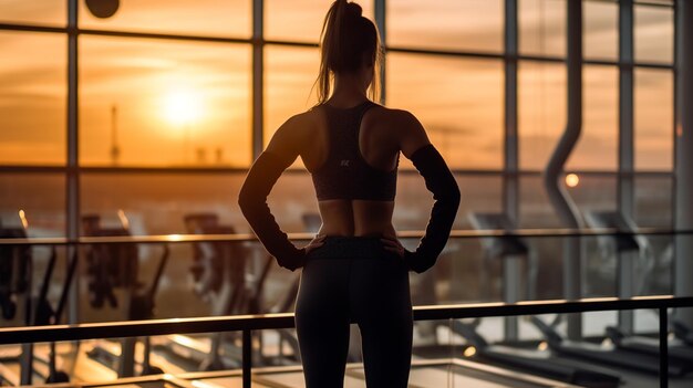 A motivational image capturing the back view of a woman wearing training tight