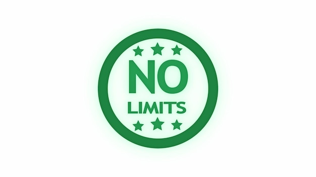 Motivational No Limits badge met sterren op een schone witte achtergrond