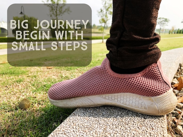 Motivational quote with phrase BIG JOURNEY BEGIN WITH SMALL STEPS