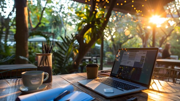 Motivational Workspace at Sunrise A Fresh Beginning to a Productive Workday