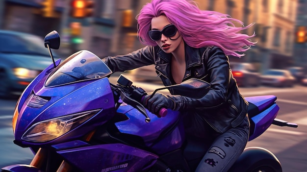 Фото Девушка мотоциклист женщина мотоциклист мотоциклист велосипедист женщина иллюстрация