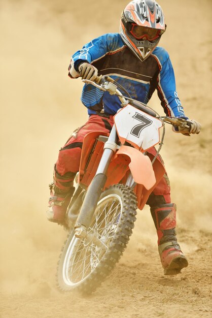 motocross bike in a race representing concept of speed and power in extreme man sport