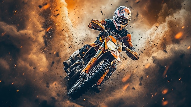 Photo a motocross biker performing motocross is a sport generative ai