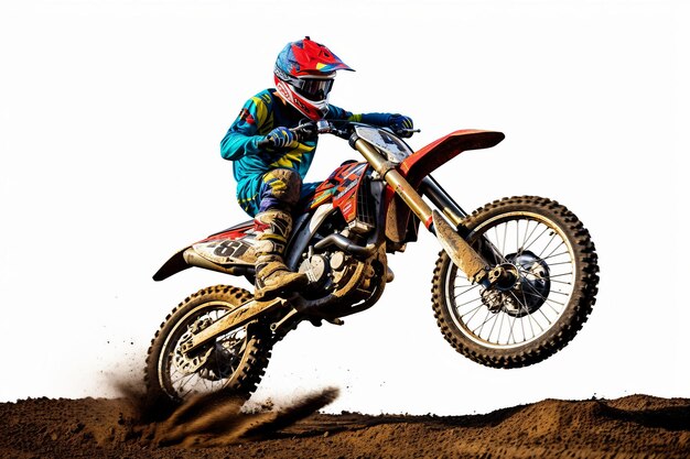 Foto motocross fiets geïsoleerd off road motorcycle supercross motocross dirt bike zijkant