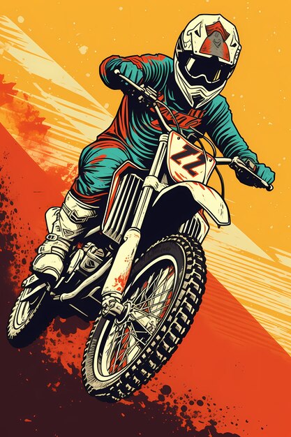 Motocross illustration designs on solid color AI generated