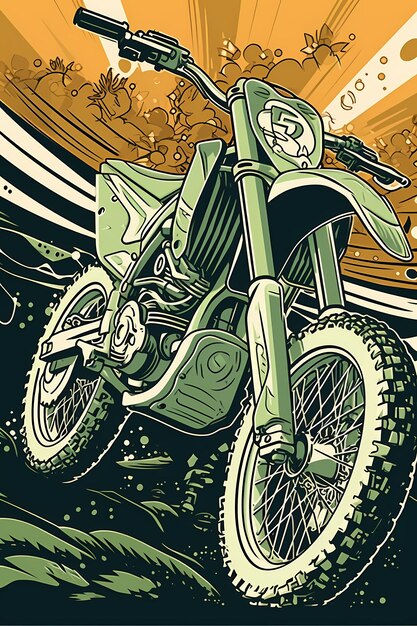 Motocross illustration designs on solid color AI generated