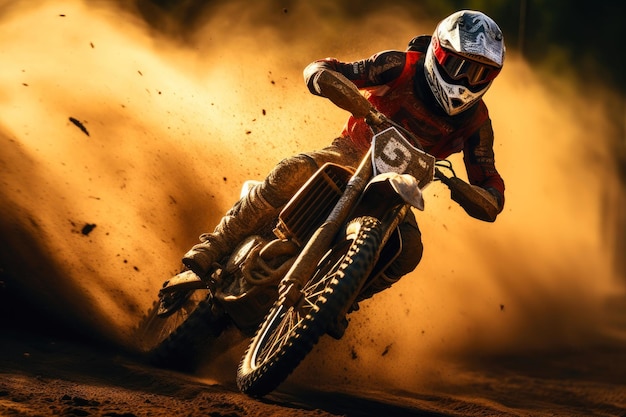 Motocross racen met flare-effect