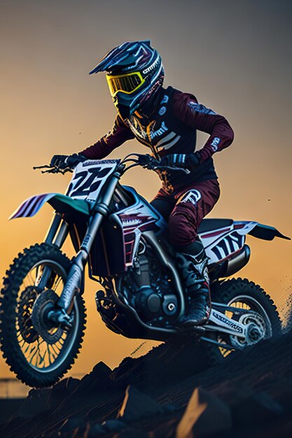 Motocross rider in the city Generative AI