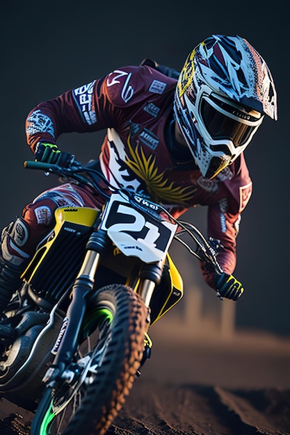 Motocross rider in the city Generative AI