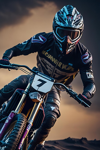 Motocross rider in the city Generative AI