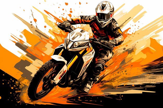 motocross rider on a motorcycle expressive dynamic abstract illustration