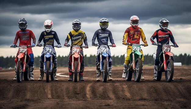 Photo motocross rider preparing to start race