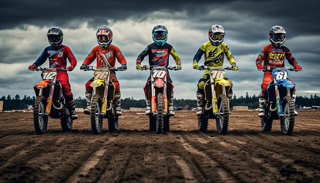 Photo motocross rider preparing to start race