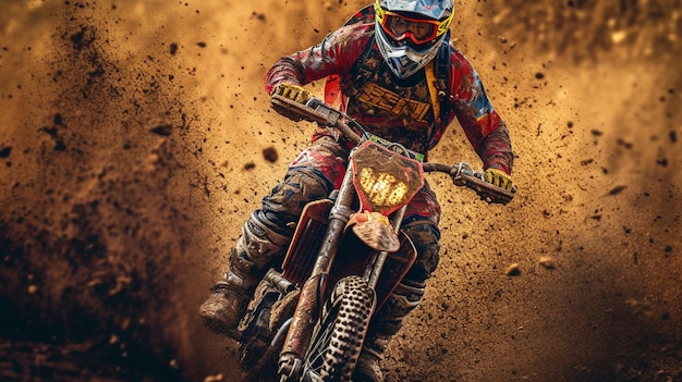 Motocross rider on the race Extreme enduro racegenerative ai