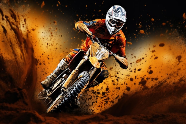 Motocross rider on the race Extreme motocross race