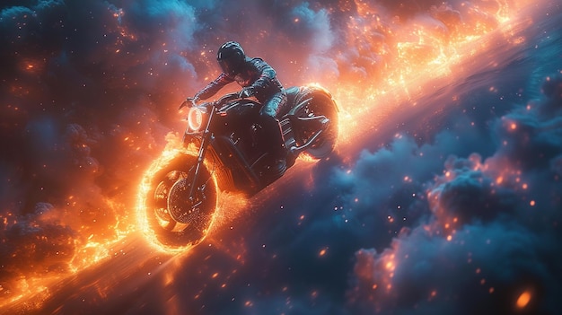 Foto motocicletta che esce dall'inferno