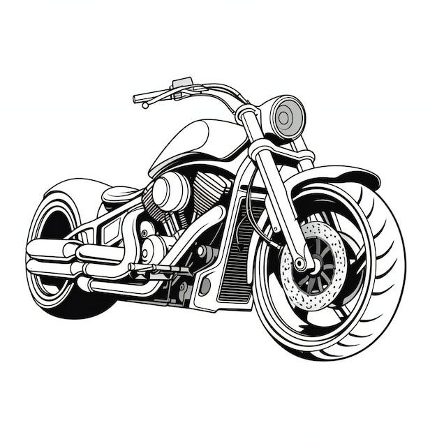 motor cycle black outline white illustration