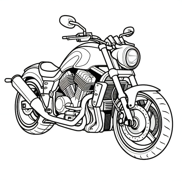 motor cycle black outline white illustration