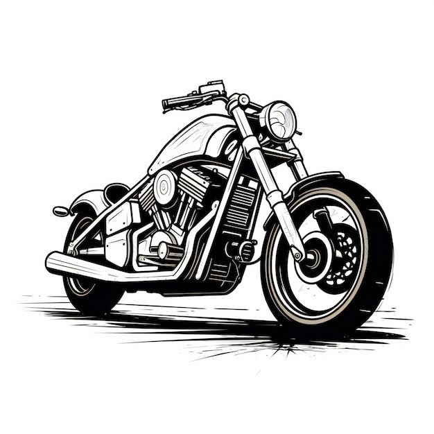 Photo motor cycle black white illustration