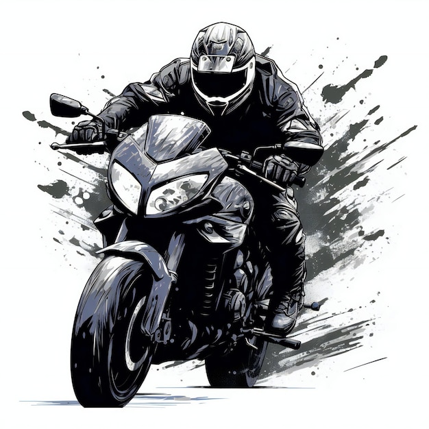 Photo motor cycle black white illustration