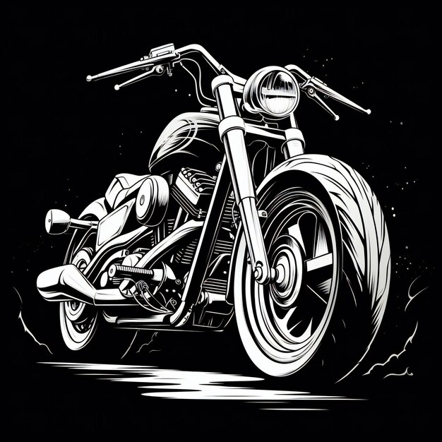 Photo motor cycle black white illustration