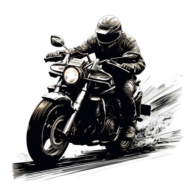 Photo motor cycle black white illustration