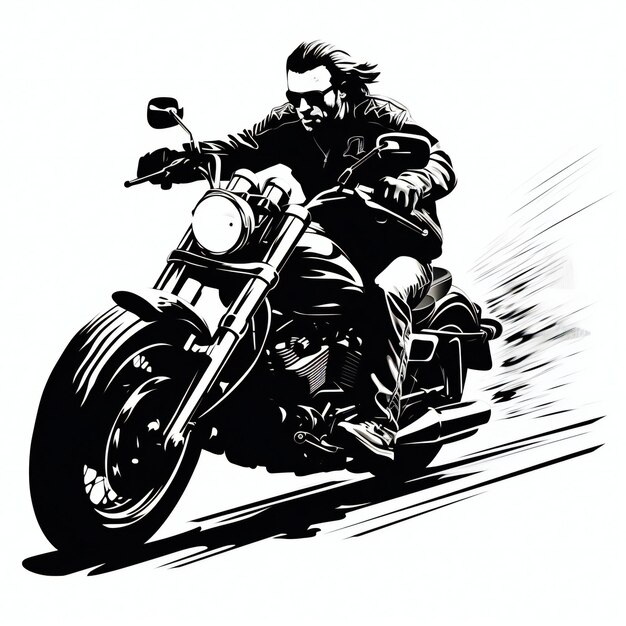 motor cycle black white illustration